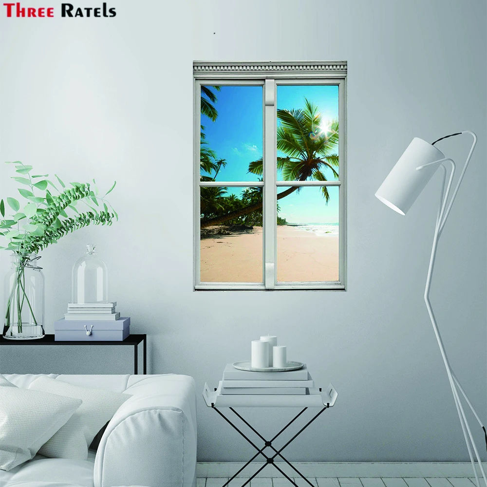Three Ratels WF76 Creek In The Forest Faux Window Wall Stickers For  Home Decoration Art Murals Wallpapers Removable Decals