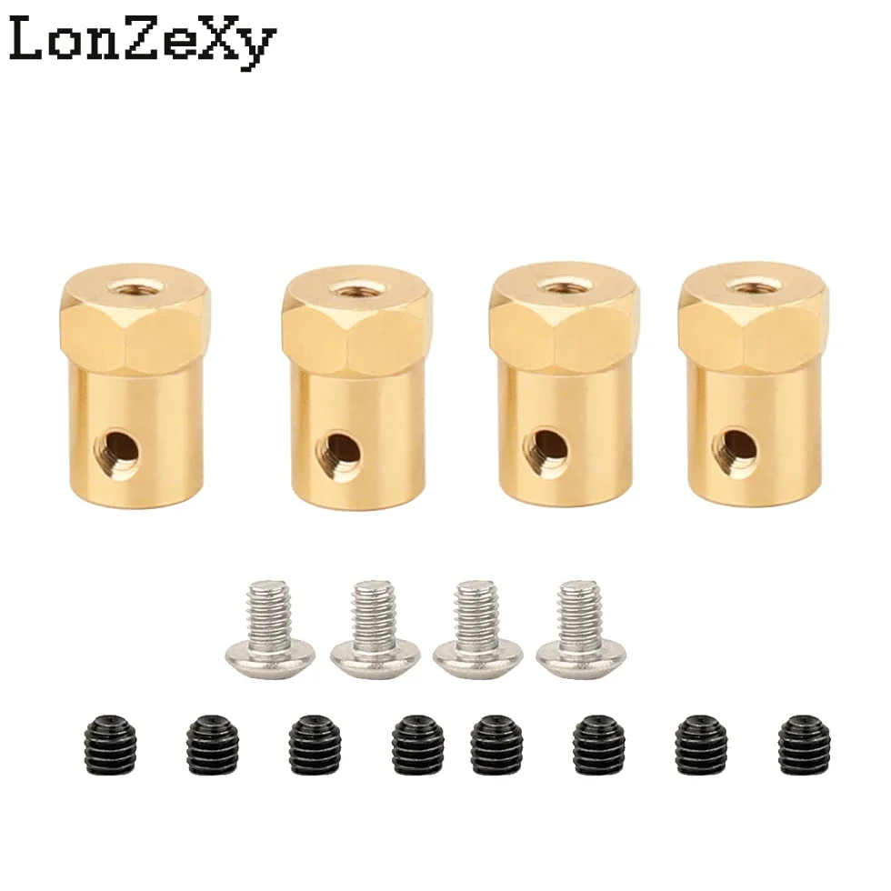 4Pcs 5mm-12mm Brass Combiner Wheel Hub Hex Adapter Set for 1/16 WPL D12 C14 C24 B14 B24 B16 B36 MN D90 MN99S RC Car Parts