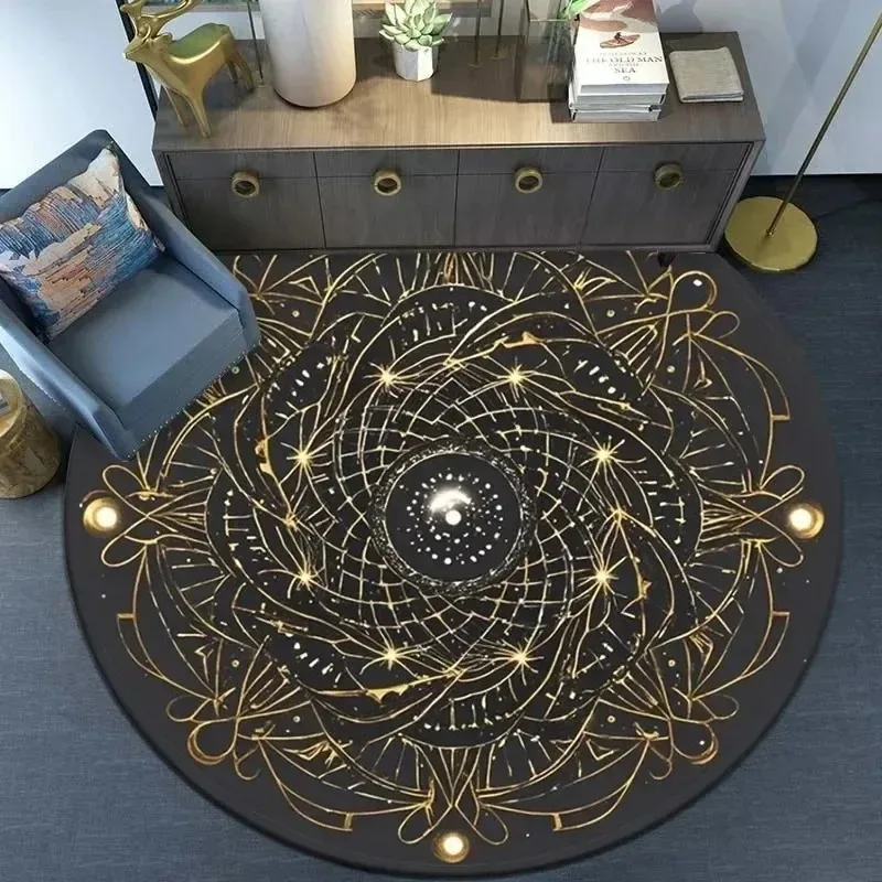 Galaxy Vortex Holographic Round Rug – Sci-Fi Inspired Floor Mat for Game Room, Living Room Modern Homes Non Slip Fantasy Rug
