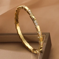 Korean New Exquisite Snake Bone Zircon Bracelet Elegant Fashion Simple Shiny Crystal Bracelet Women's Jewelry