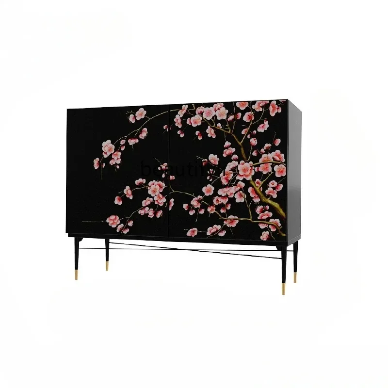 

a485 French medieval living room dining side cabinet locker integrated multi-functional solid wood tall cabinet vertical cabine