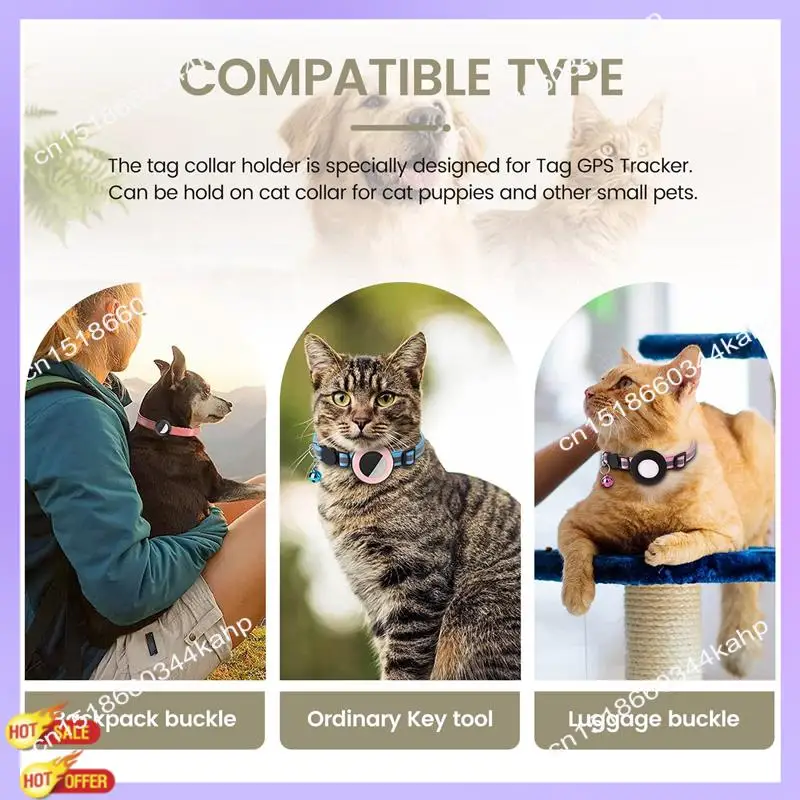 CLCU Cat Collar Holder, For Air Tag Cat Collar Holder Compatible For  Airtag GPS Tracker,2Pack Case Cover