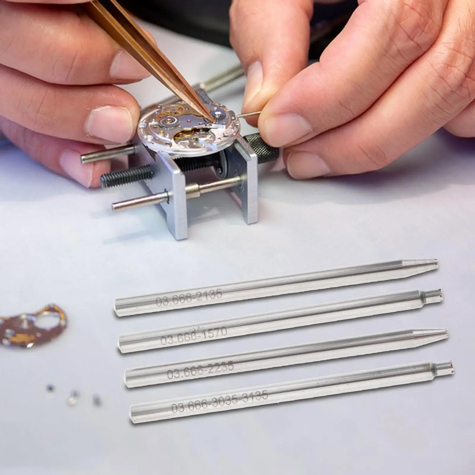 

4 Pieces Oscillating Rotor Weight Axle Punches Watch Repair Tools, Stainless Steel Staking Punches for 3135 1570 2135 3035