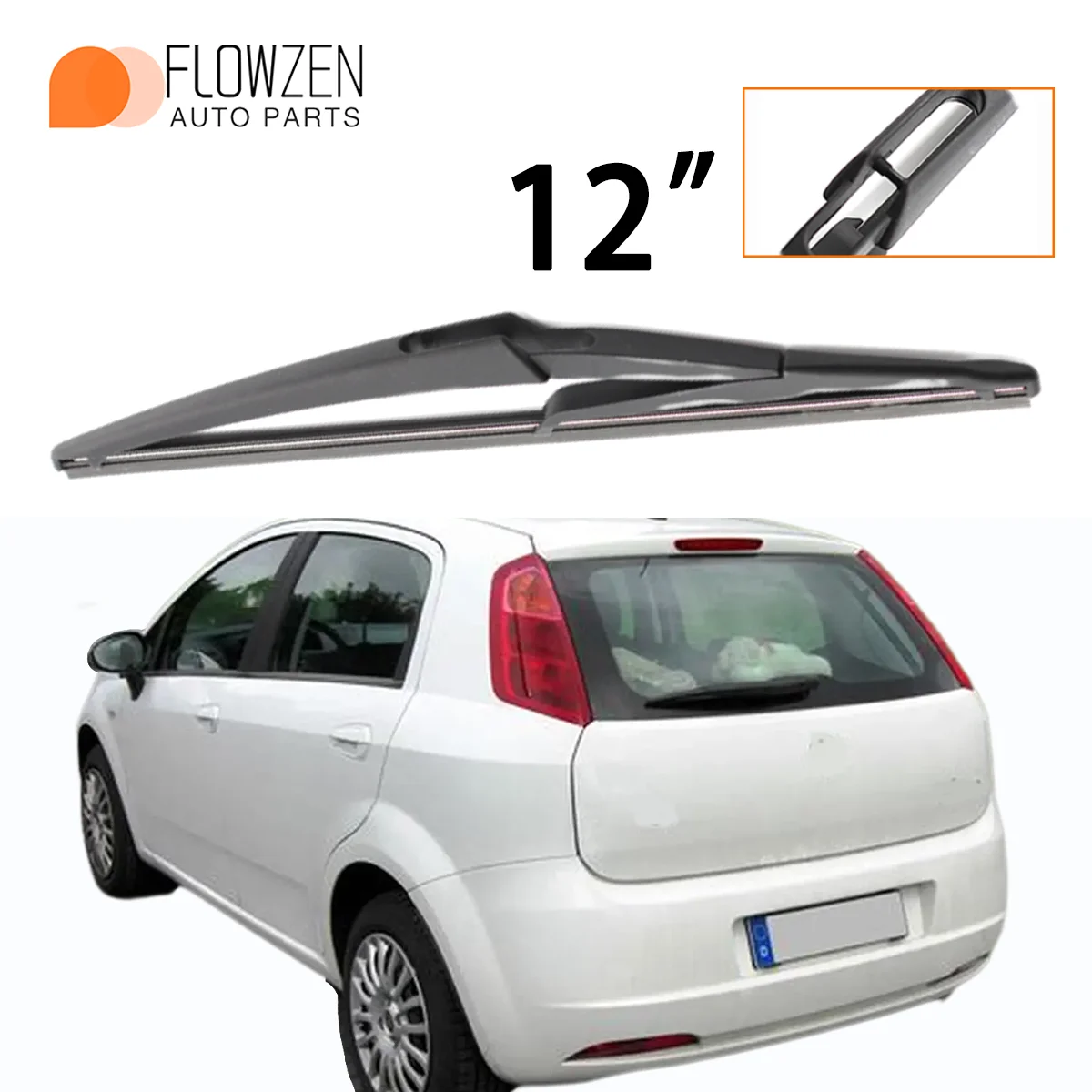 1 Stück 12 Zoll Heckscheibenwischer Geeignet für Fiat Grande Punto 199 Punto Evo Windschutzscheibenwischerblatt Auto-Zubehör