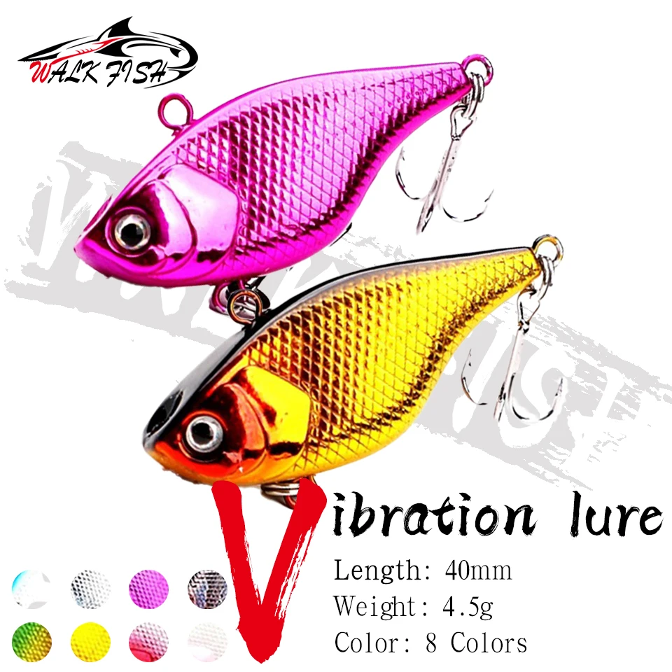 WALK FISH 1PCS 4cm 4,5g Angeln Köder Getriebe Mino VIB Köder Micro-objekt Harten Köder Schütteln sinkenden Umgedrehten Mund Meer Bass Red Tail