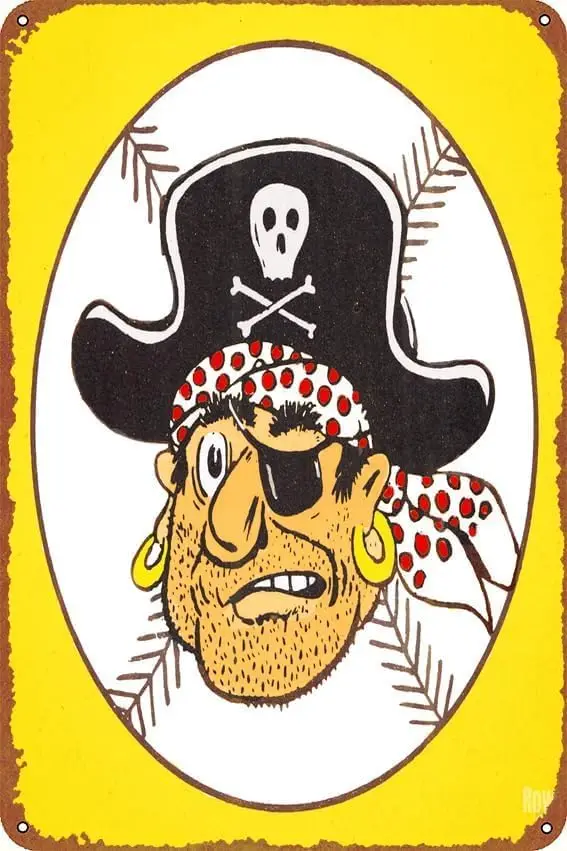 1963 Pirate Logo Baseball Art Game Poster Vintage Tin Sign for Home, Garden, Bar, Restaurant, Cafe, Office, Shop - Fun Retro Wal