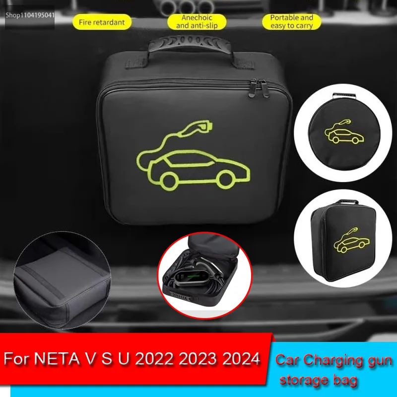 

For NETA V S U 2022 2023 2024 Waterproof Retardant Trunk Storage Box Accessory EV Car Portable Charging Cable Storage Carry Bag