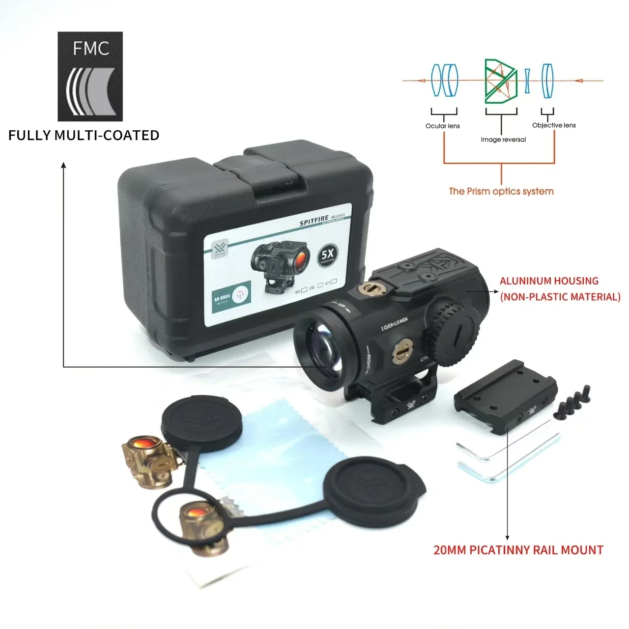 SPI TFIRE Gen II 3X المنشور نطاق AR-BDC4 شبكاني HD عدسة عناصر للرؤية الليلية التكتيكية الصيد منعكس بندقية نطاق صالح 20 مللي متر السكك الحديدية