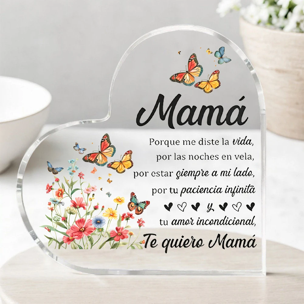 1 Pcs Birthday gift Mom transparent Presents From Daughter son for my best mom heart-shaped Gift For my Mother home Ornaments