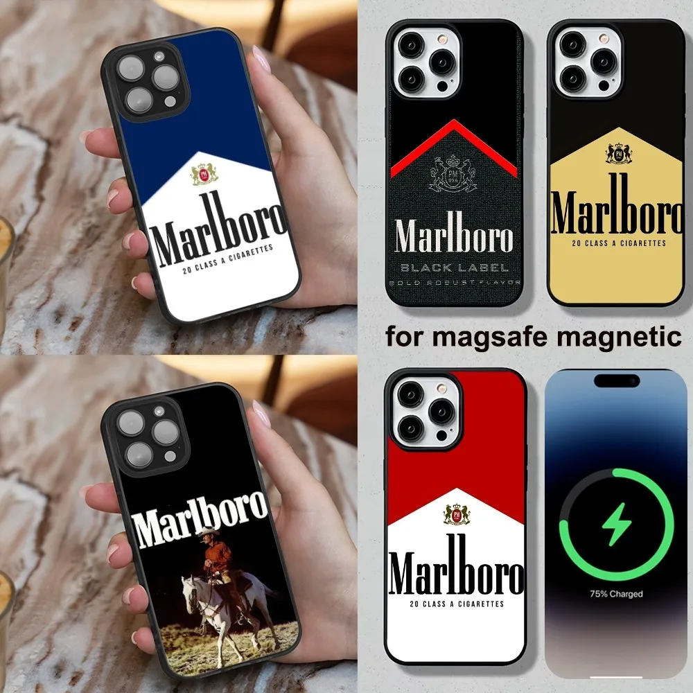 cigarette Phone Case For iPhone 16,15,14,13,12,11,Plus,Pro,Max,Mini M-Marlboro Magnetic Wireless Charge