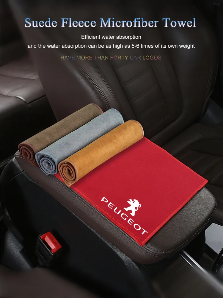 Serviette de lavage de voiture en daim, chiffon de nettoyage en microfibre pour Peugeot 206 307 308 3008 207 208 407 4008 408 508 2008 5008 301 205 106