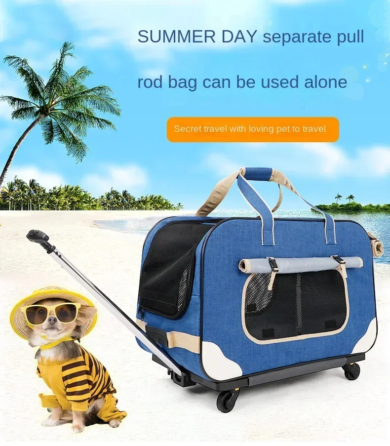 Multi functional Pet Bag Trolley Case Dogs Going Out Pull Cars Easy Folding Dismantling Multi Pet Cat Walking Bend