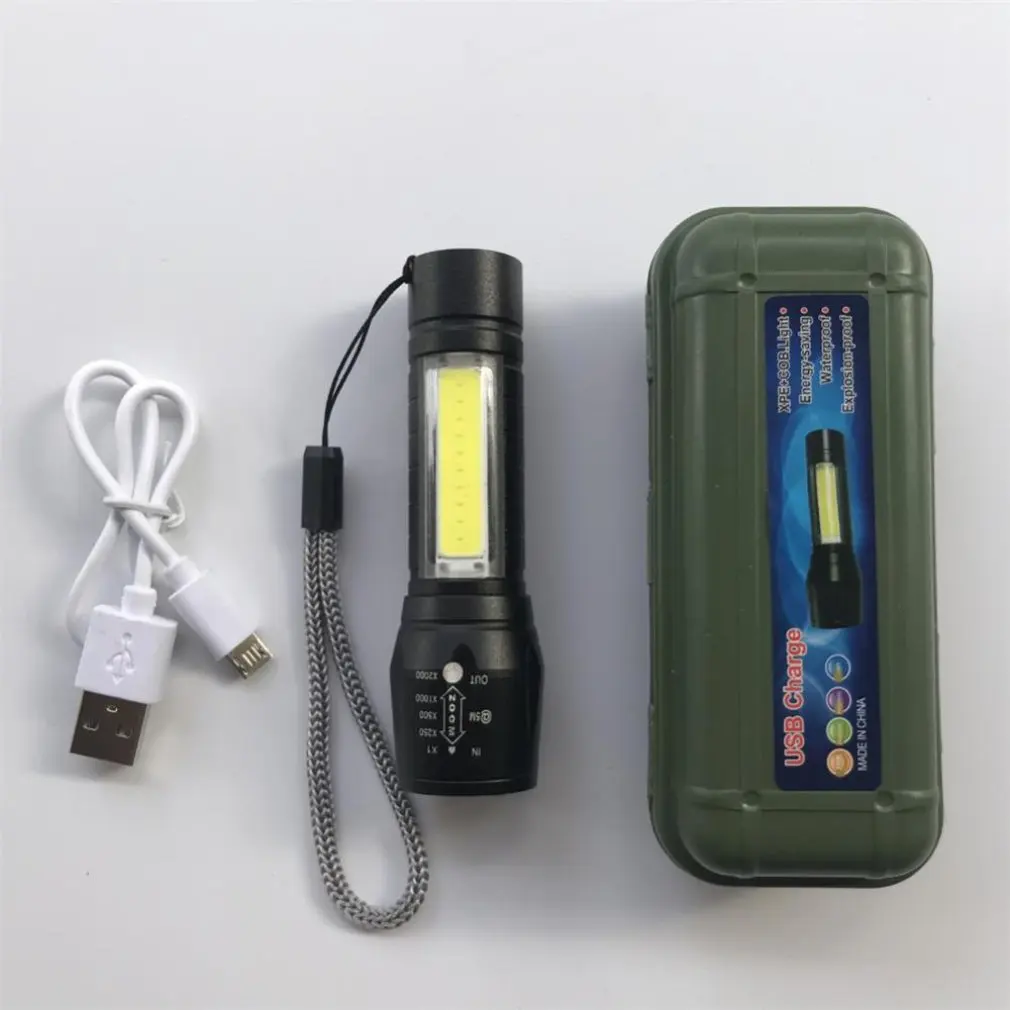Mini Torch LED Rechargeable Flashlight Portable USB Charging Flashlight High Power Bank Camping Waterproof Long Range Lantern