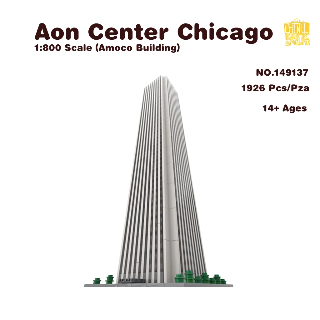 MOC-149137 Aon Center Chicago 1:800 Scale AmocoII Model With PDF Drawings Building Blocks Bricks Kid DIY Birthday Christmas Gift