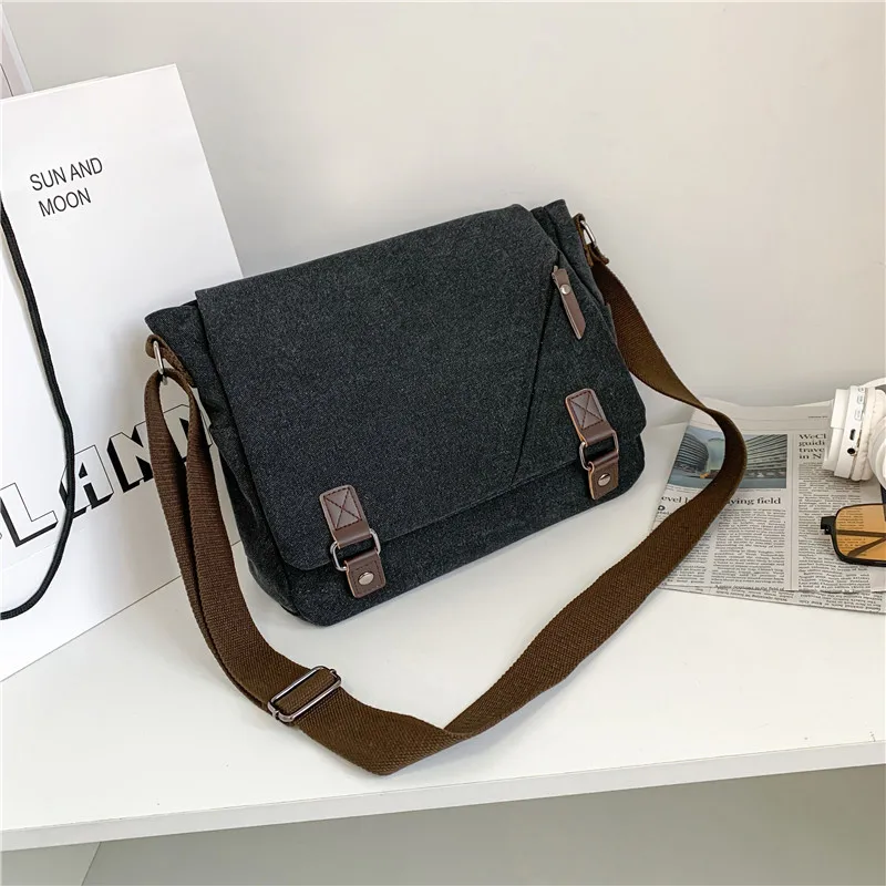 

Vintage College Sailing Cloth Bag Fashion Men's Workwear Bag Casual Large Capacity Single Shoulder Bag Postman Crossbody Bag