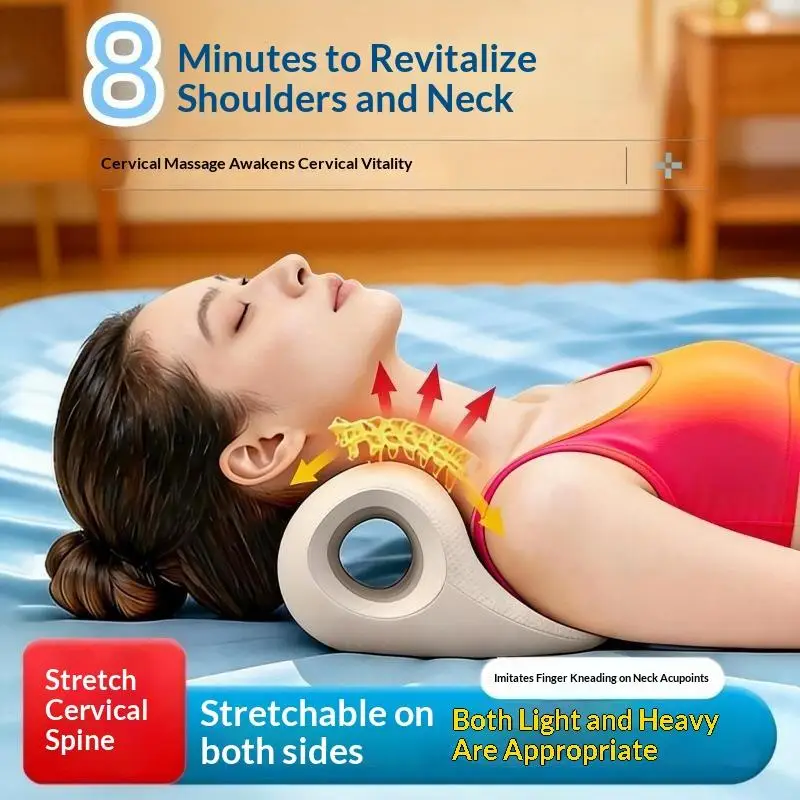 1Pcs C-Shaped Contour Fatigue Relaxation Neck Shoulder Relaxer Multi-Purpose Acupressure Design Cervical Support Massage Pillow