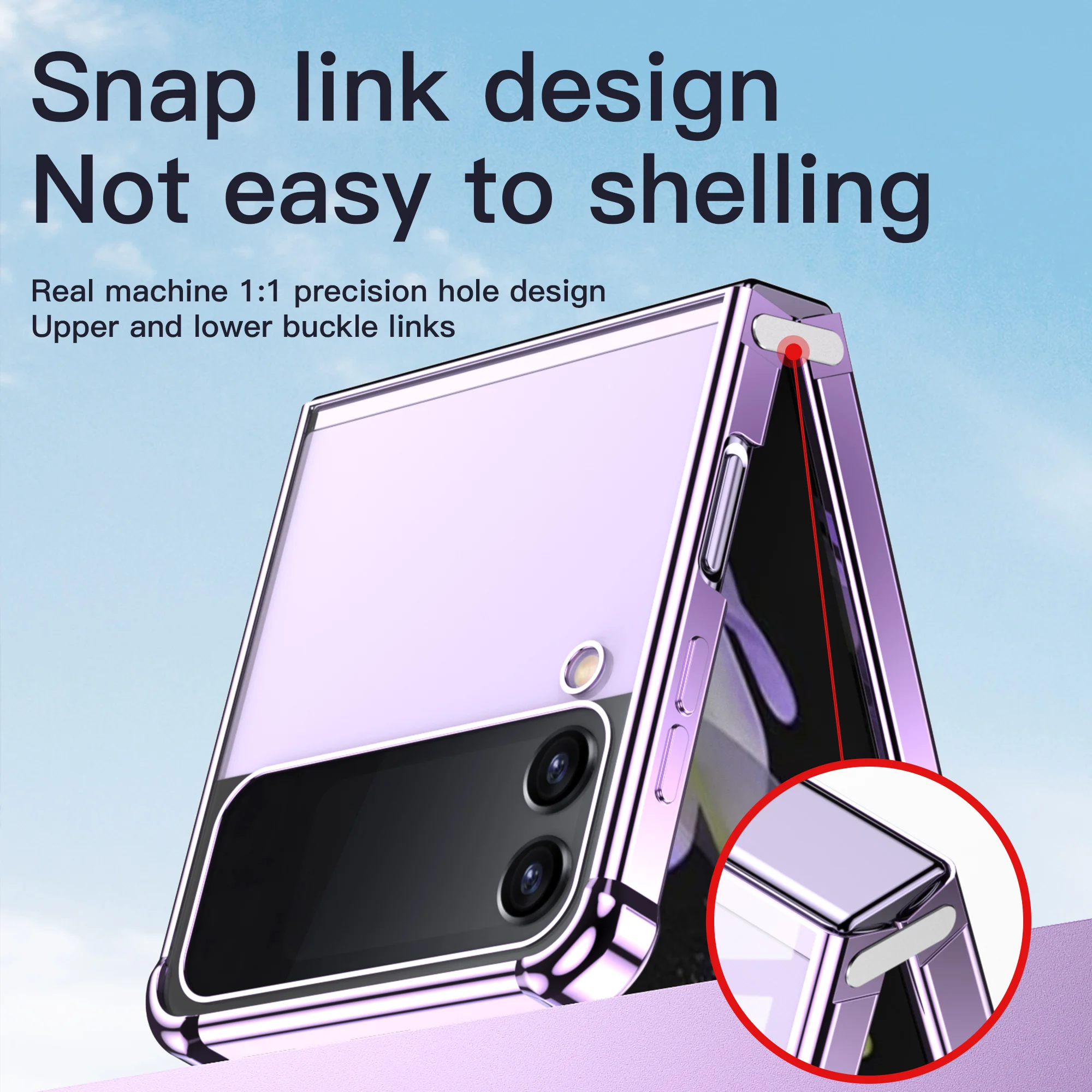 The corners of the samsung Galaxy ZFlip4 following ZFlip3 drop transparent plating protective hot style