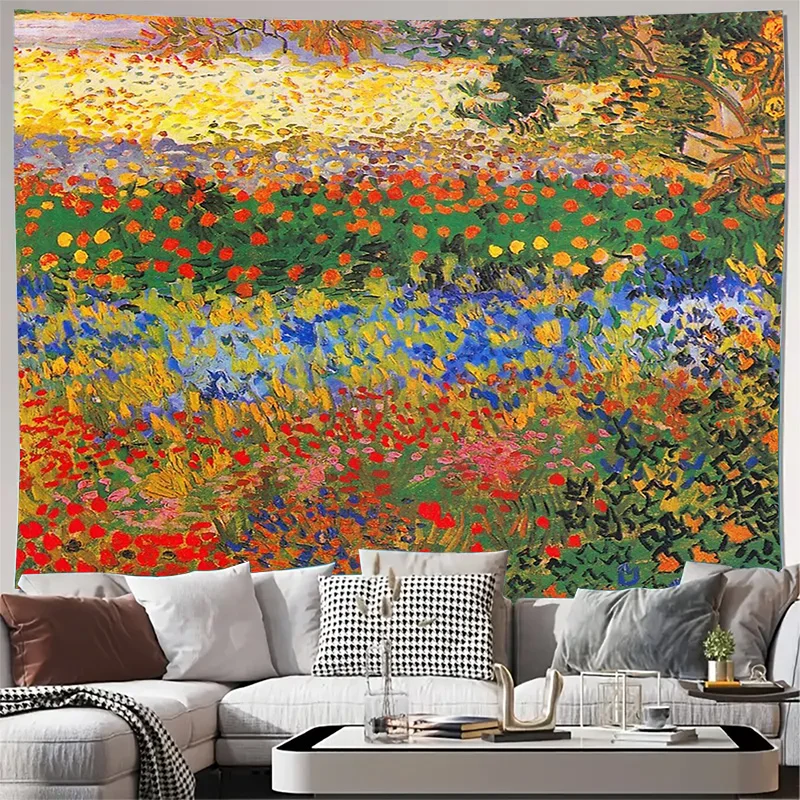 

Богемный настенный гобелен, природный пейзаж, цветочное искусство, домашний декор, эстетическая комната, висящий винтажный гобелен, покрывало
