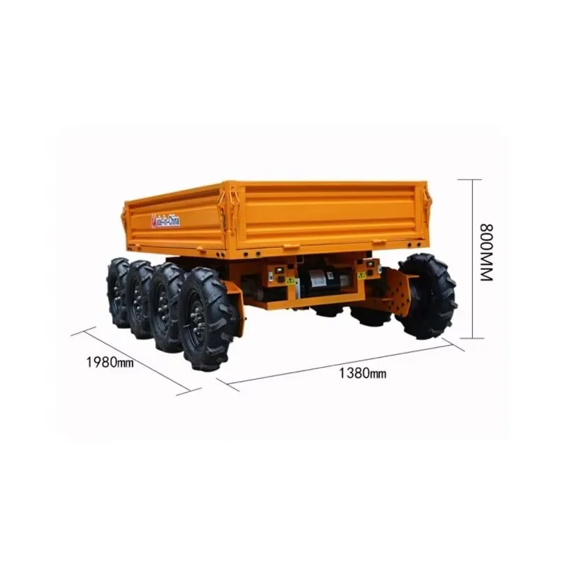【Popular】 8 Wheel Drive 1000 Kg Farm Transportation Remote Control Trolly All Terrain Vehicle Trailer Carrier Dump Truck Trolley