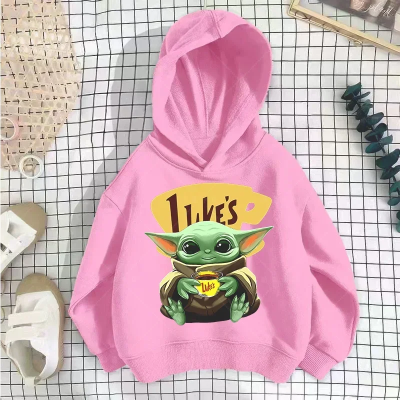 Disney Yoda hoody Kids Summer Cartoon Top hoodie Fashion Boys Girls Ages 3-14  Printing Cute hoody Bottoming Baby Yoda Tees