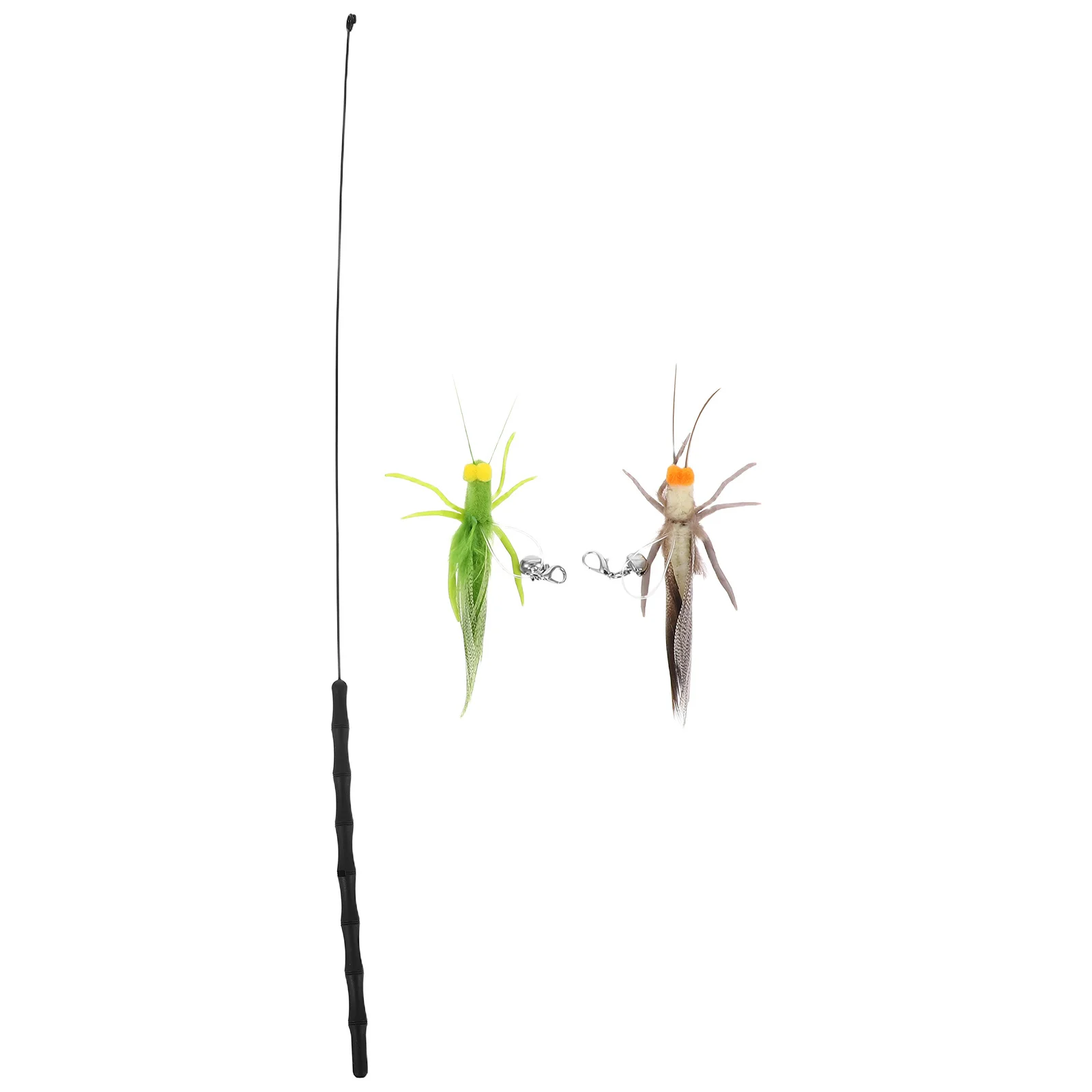 

1 Set Cat Stick Interactive Wand Realistic Grasshopper Heads Plumes Silicone Material Indoor Cats Exercise Hunting Play Portable