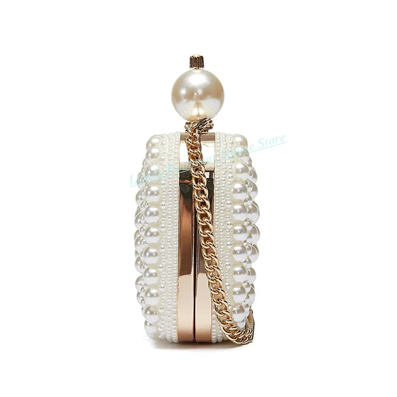 Mini sac à moraillon perle blanche pour femme, sac dur fabriqué à la main pour femme, petit sac mignon pour femme, haute qualité, fête, mode, 15.5x11x5.5cm