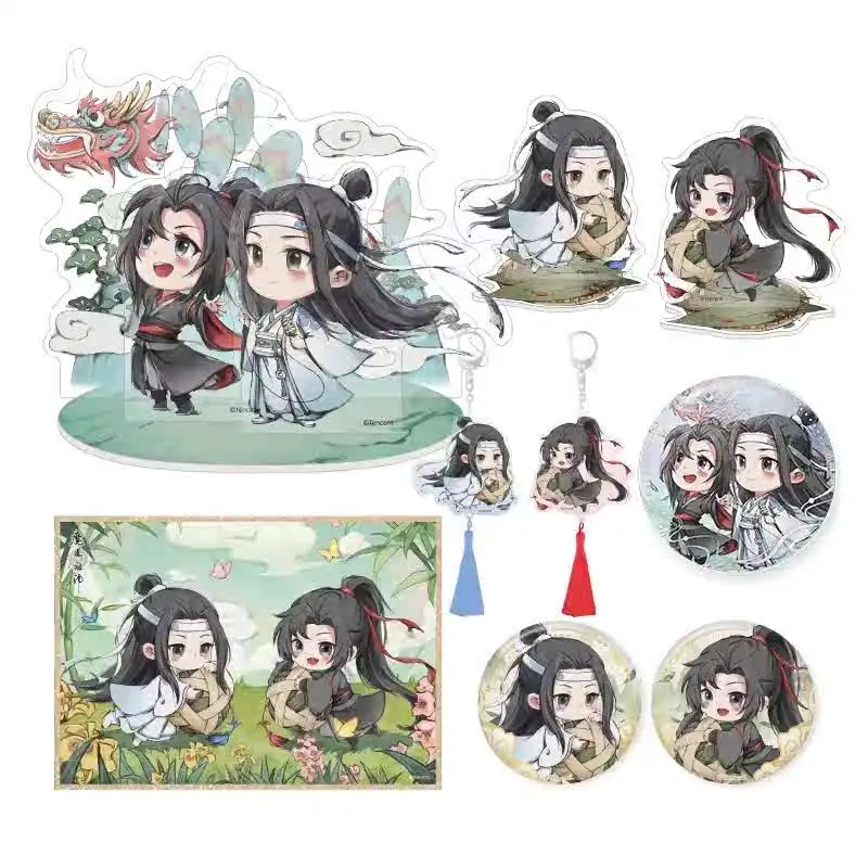 Anime Mo Dao Zu Shi MDZS Wei Wuxian Lan Wangji 2024 Dragon Boat Festival Series Acrylic Stand Model Cosplay Badge Brooch Pins