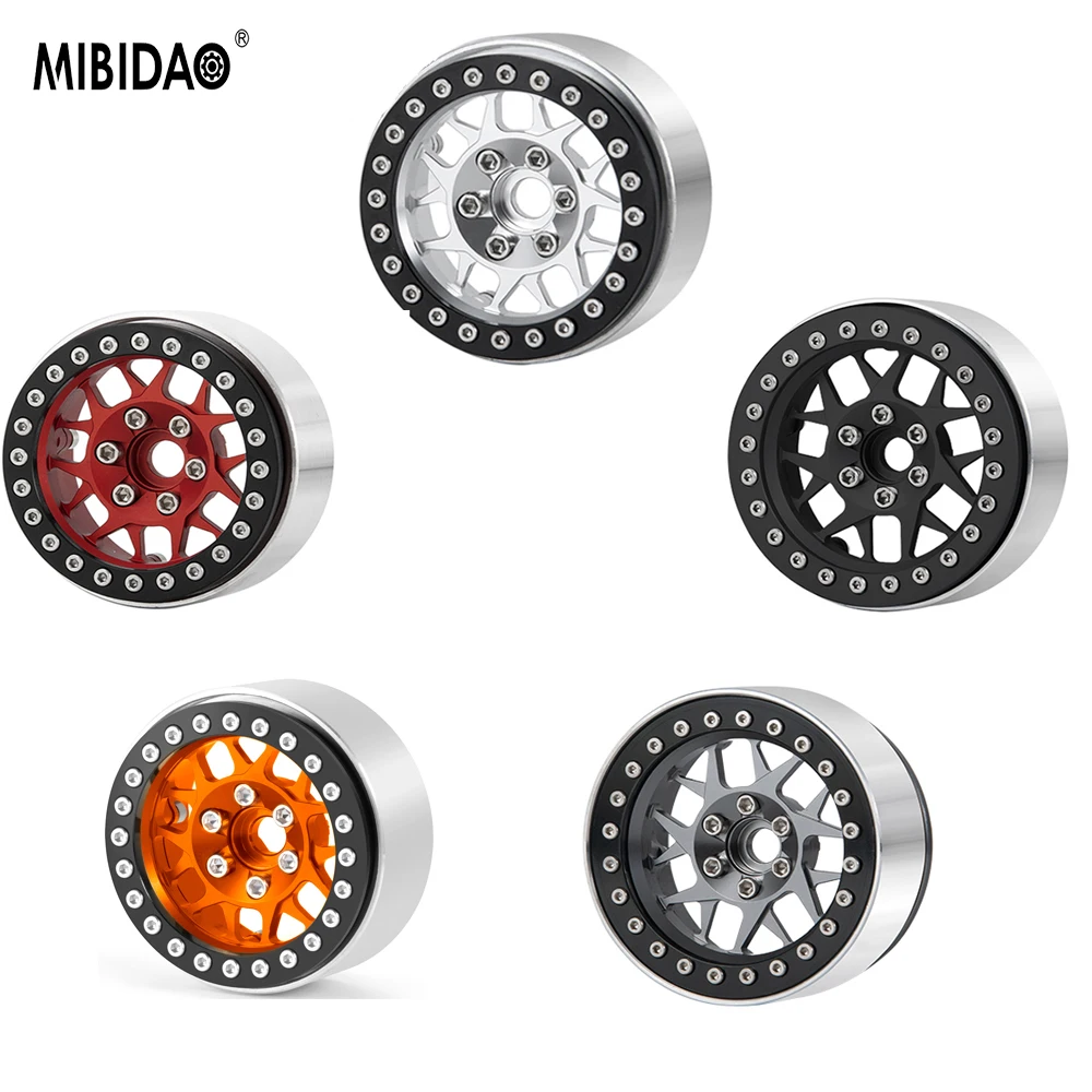 

MIBIDAO 4Pcs 1.9 Inch Beadlock Wheel Rim Hub for 1/10 Axial SCX10 90046 CC01 D90 D110 TF2 TRX-4 RC Car Spare Part