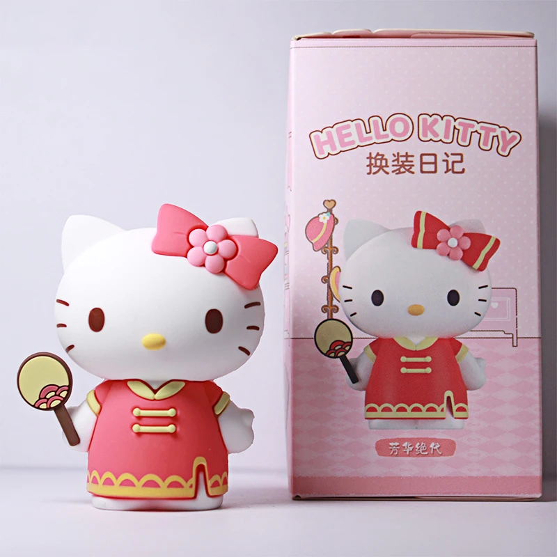 Autentyczna figurka Sanrio Hello Kitty w szkatułce niespodziance - seria Diary Dress-Up, styl "Sweet Companion", urocza figurka kolekcjonerska, ozdoba.