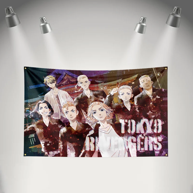 Cartoon Flag  for Tokyo Revengers Fans Banner HD Print  Garage Bedroom Living Room Dorm Wall Decor Tapestry
