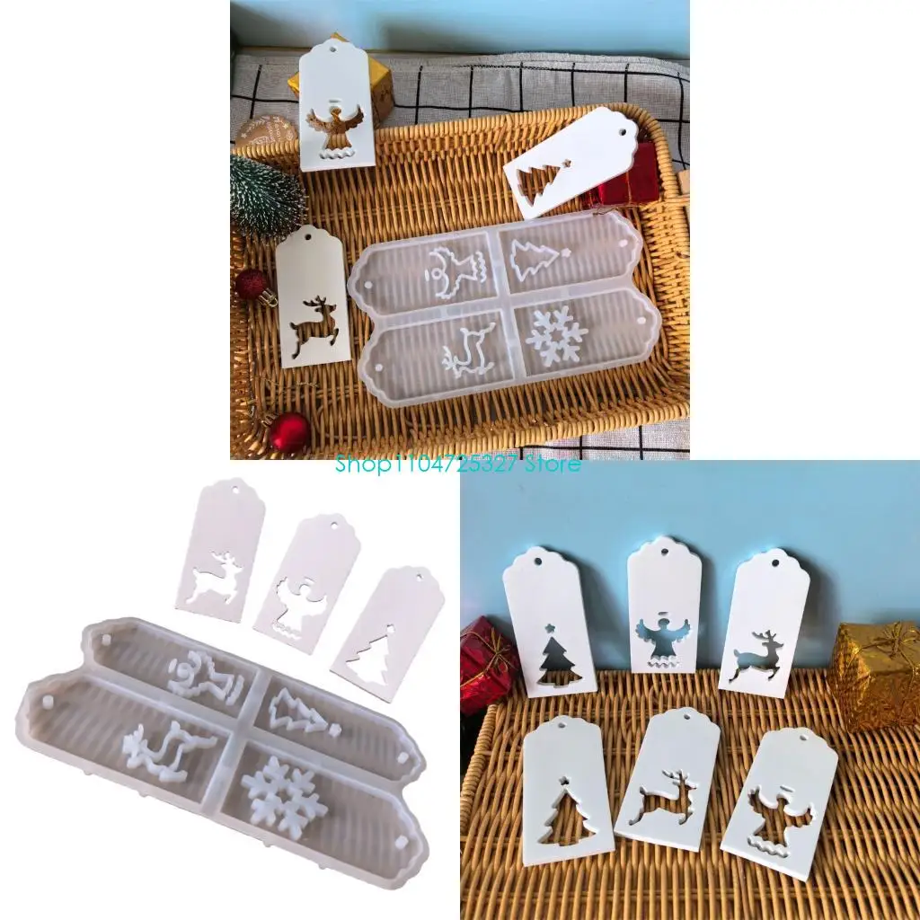 D8KF Christmas Ornament Mold Silicone Pendant Charm Molds DIY Bookmarks Resin Mold