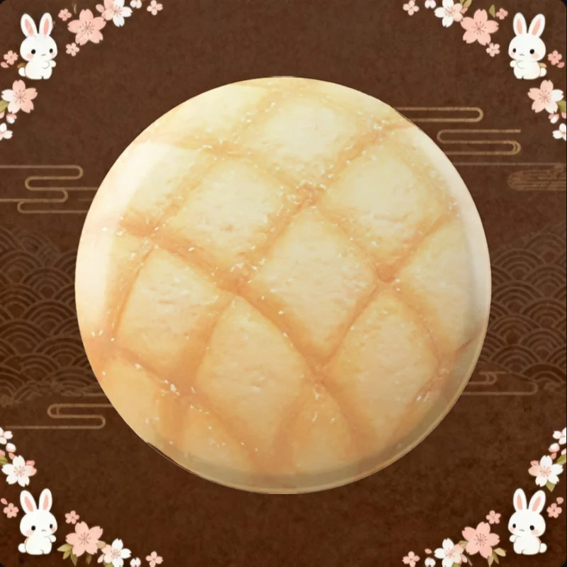 

1-Pack Round Bread Pin: Crosshatch Pattern, Golden Brown Cute Enamel Pin for Backpacks, Jackets, Bags & Hats Decoration Gift