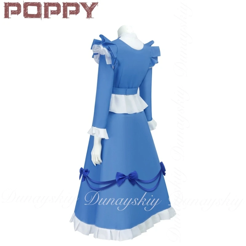 Helloween Po--ppy Play Time IV Game With The Blue White Dress And Red Wig The Red Hair Girl Cosplay Cosplay Costume Full Of Suit