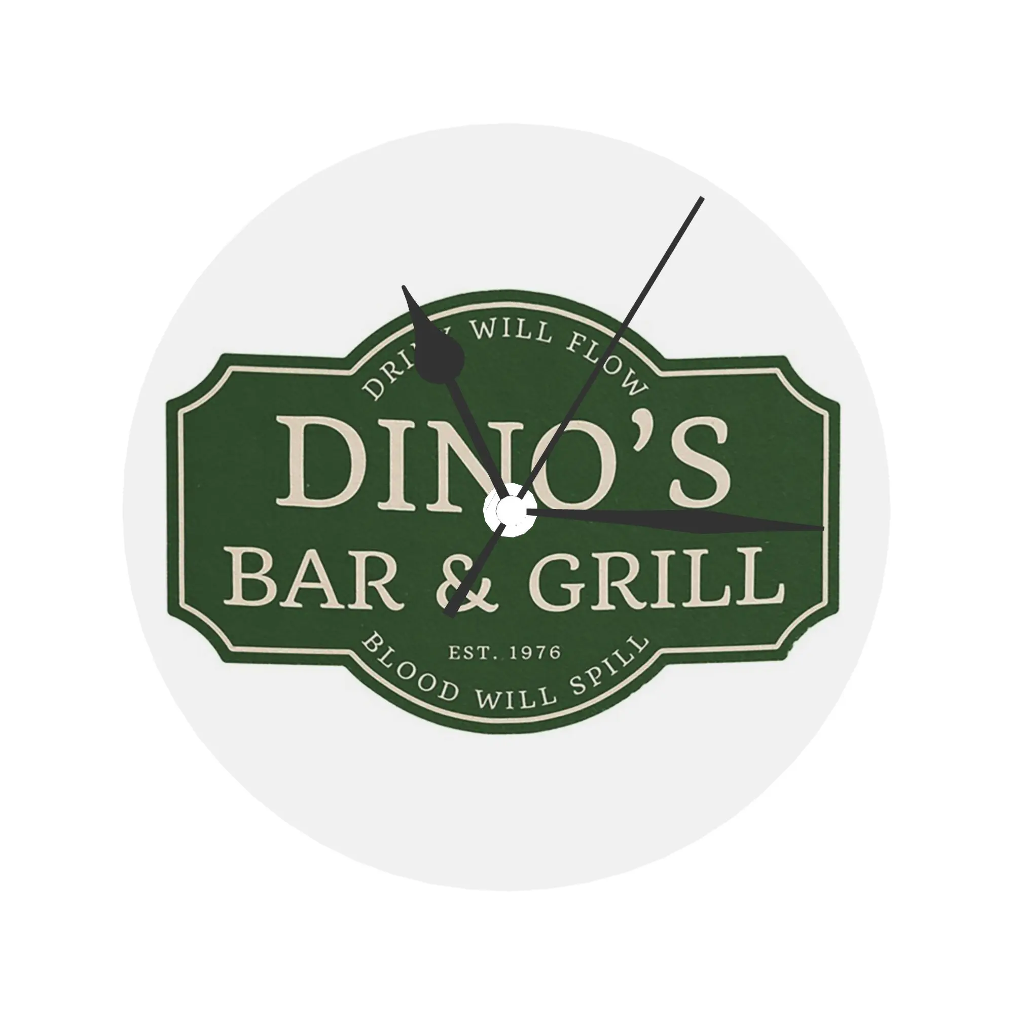 

Настенные часы Dino'S Bar и гриль, украшение комнаты, бесшумные круглые часы для спальни, гостиной, кухни, дома