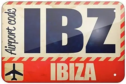 Metallschild Flughafencode IBZ Ibiza INCH, Tinsigneua19813-Aluminium