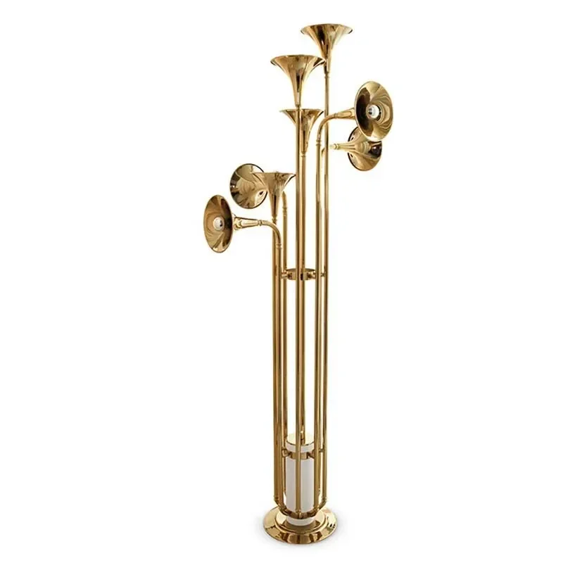 

JYL-L1105 Retro gold floor lamp traditional unusual floor lamps instrument horn shape led lamps living room