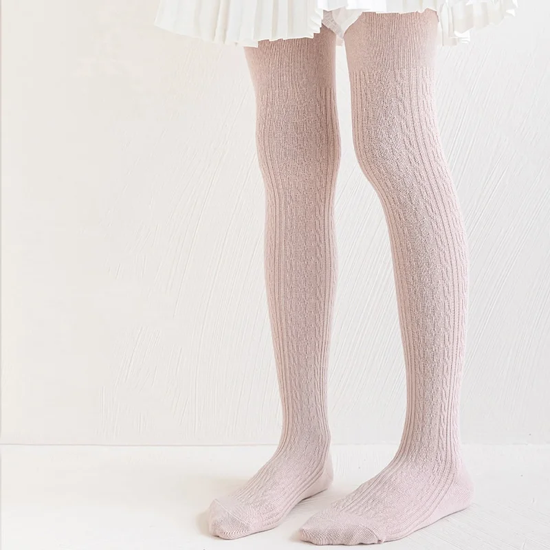 Lawadka Children Tights For Girls Cotton Knitted Kid\'s Girls Pantyhose Solid Soft Baby Leggings White Black Tight Spring 2-8Y