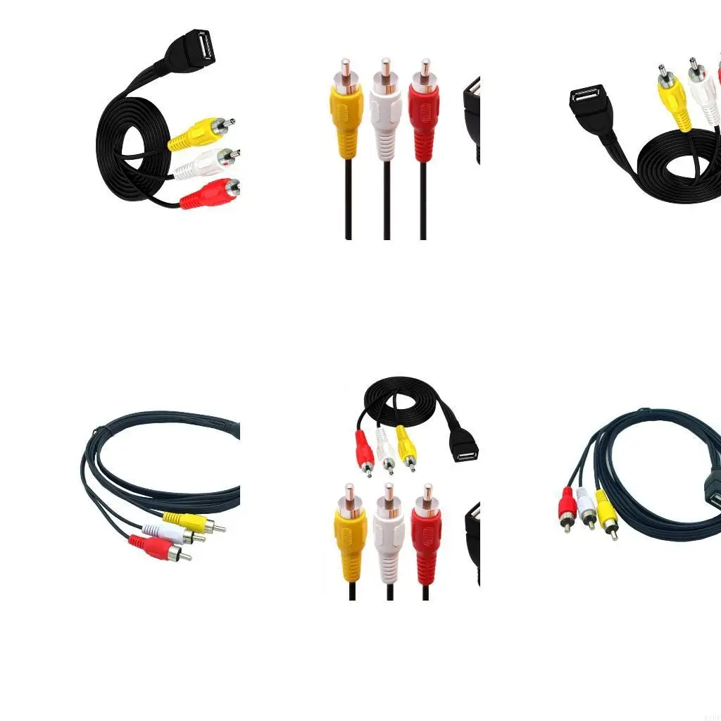 E1PF USB A Female to 3RCA RGB Male Video Composite Adapter Converter Cable