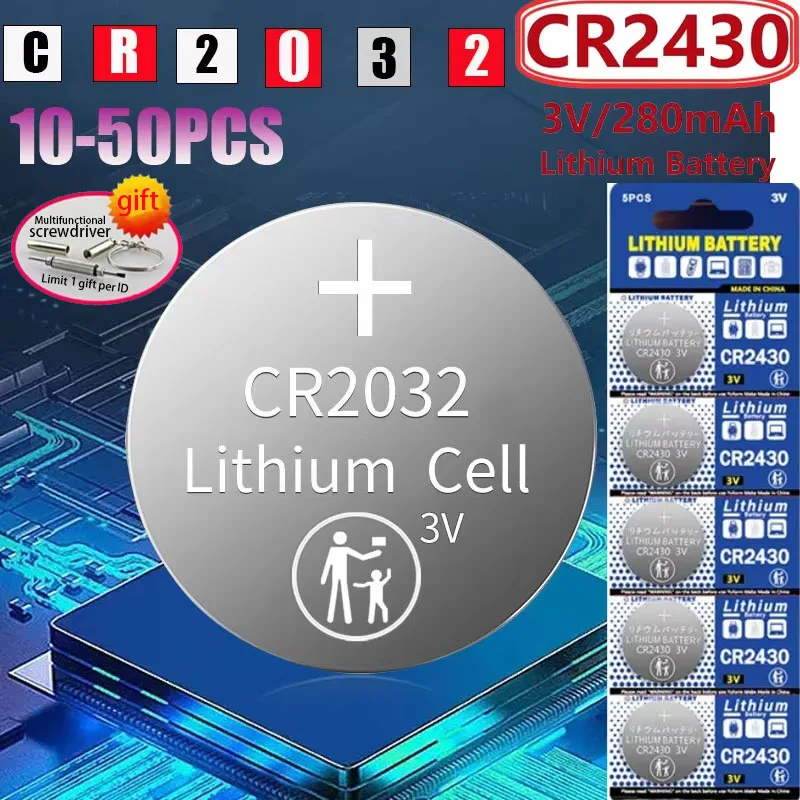 10-50pcs NEW CR2430 3V Lithium Battery CR 2430 DL2430 BR2430 Button Coin Batteries for Key Fob Watch Alarm Clock Remote Control