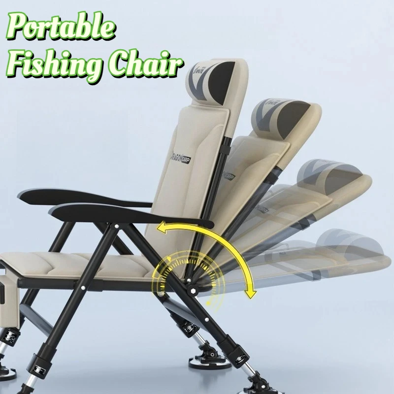 Outdoor Foldable Portable Fishing Chair Multifunctional Thickend Carbon Steel Extendable Chair Fishing Chairs Tackle Supplies