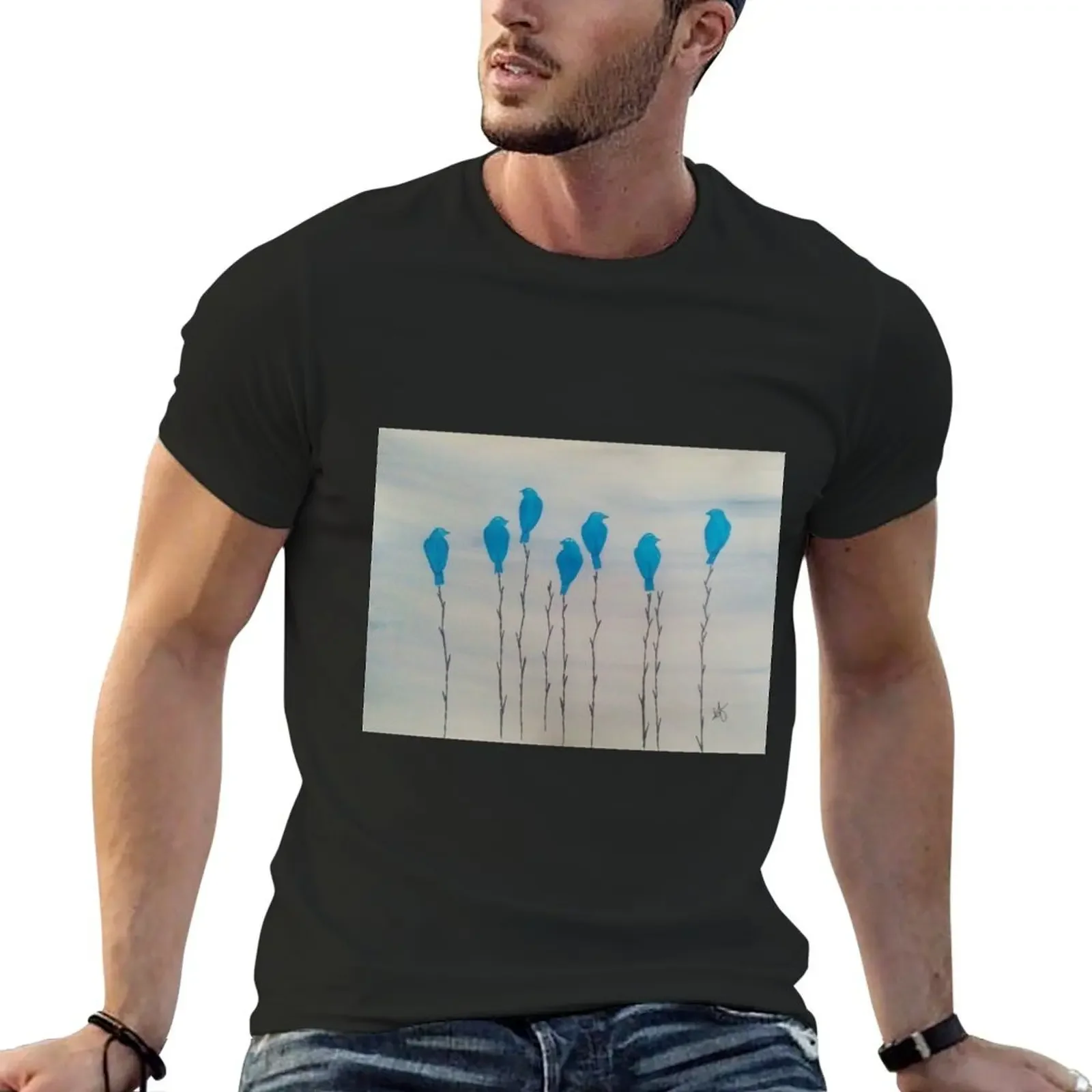 Blue Birds T-Shirt shirts graphic blanks vintage clothes mens designer t shirt