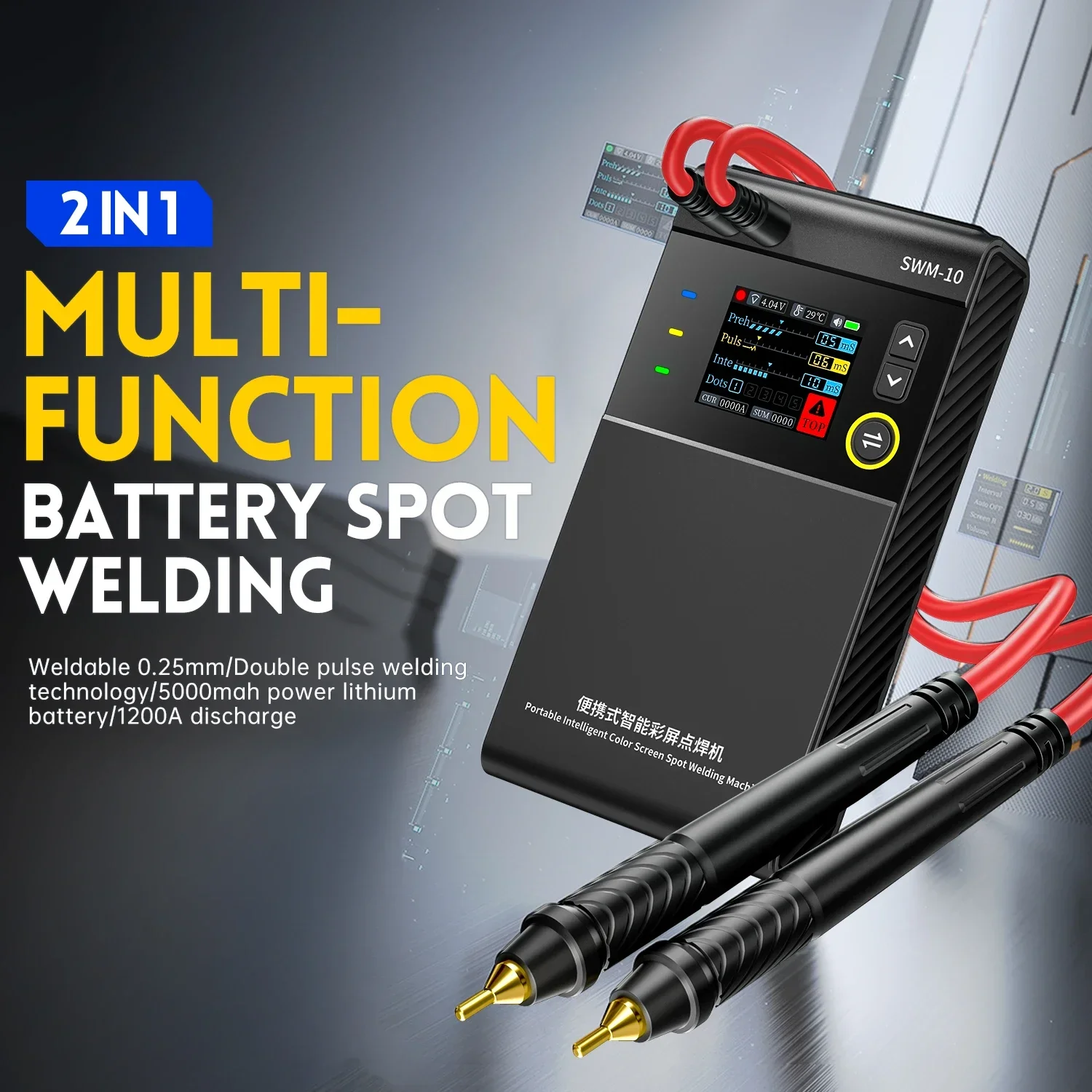 FNIRSI SWM-10 Portable Battery Spot Welder TFT Screen Handheld DIY Welding Machine 5000mAh 18650 Battery MAX 0.25mm Nickel Sheet