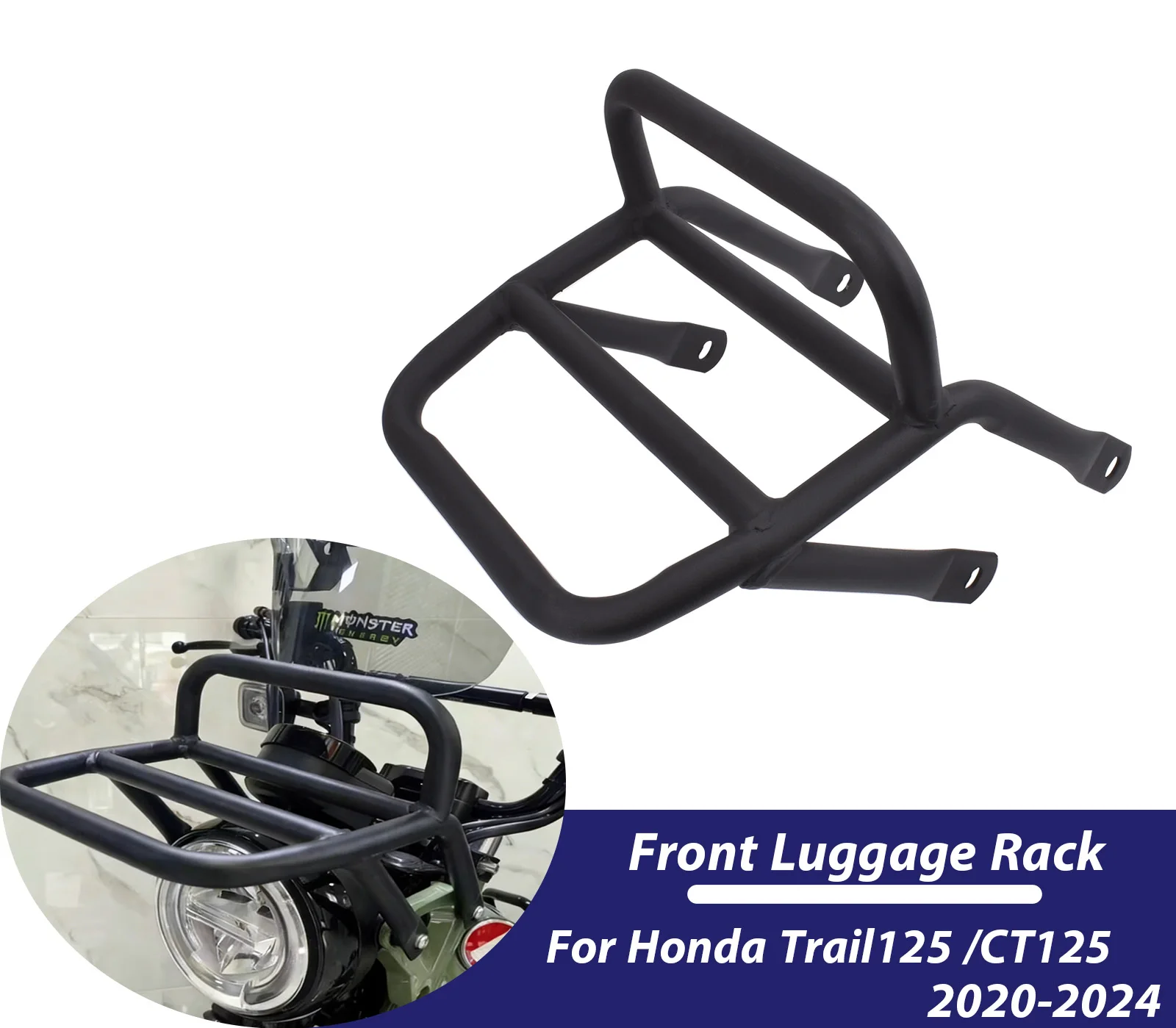 

Кронштейн для переднего багажника мотоцикла, держатель для Honda Trail125 Hunter Cub 2020-2024, черный, железный, для крепления чемодана