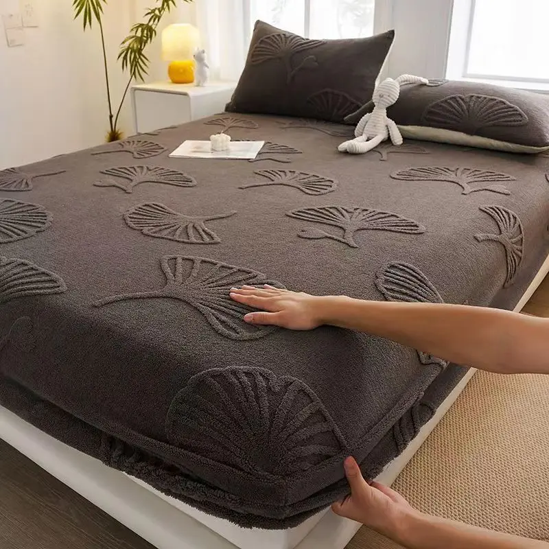 Thickened Fitted Sheet Cover Single Piece for Home Rental Mattress Protector Full Wrap Non-Slip Bed Sheet Cover
