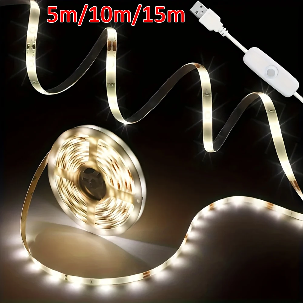USB Led Strip Lights DC 5V 2835 White / Warm White Led Lights with ON/OFF Switch for Bedroom, Mirror, Cabinet, Wardrobe, TV
