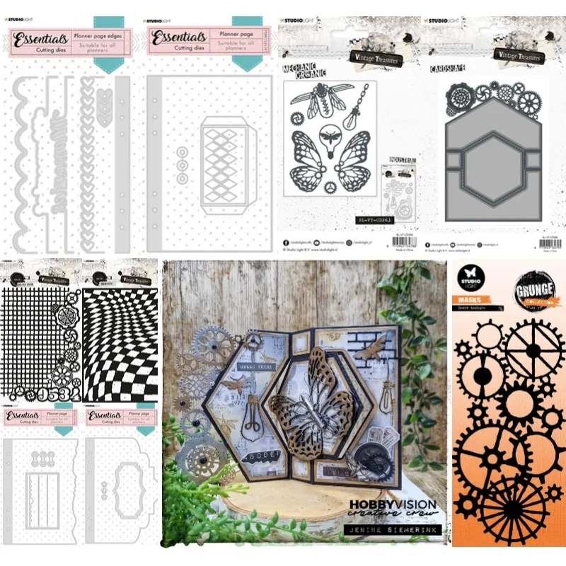 

Planner Stansmal Borders Page Rectangle Gears Texture Card Shape Butterfly Grid Gears Metal Cutting Dies Stencil Card 2024 New