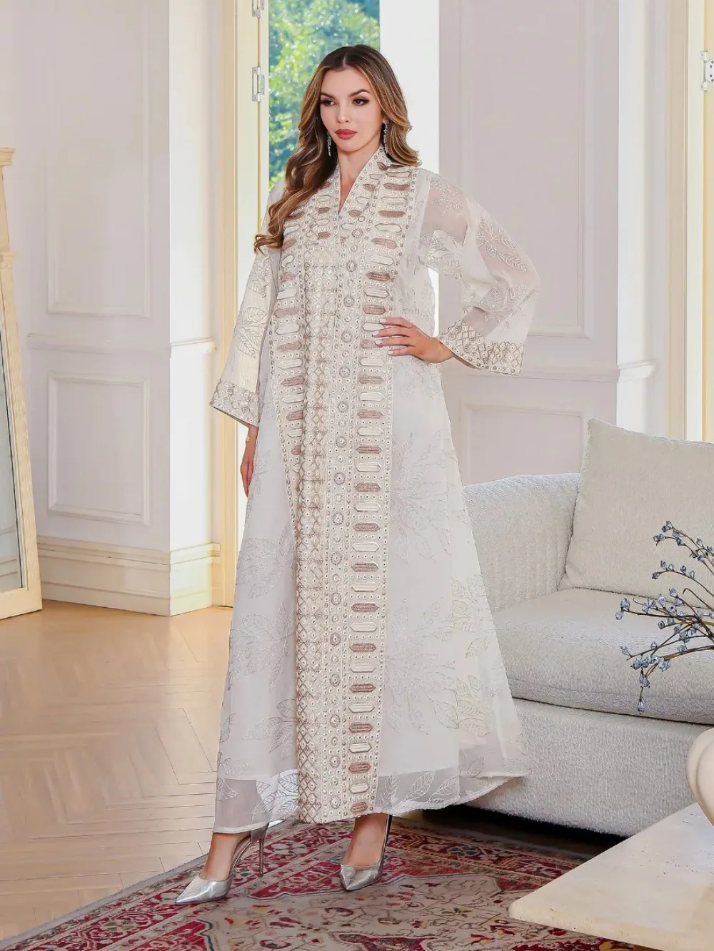 

Мусульманское праздничное платье для женщин Джалабия Абая Рамадан Длинные платья Абая Женское кимоно Халат Кафтан Vestidos Largos 2024