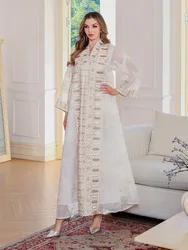 Eid Muslim Party Dress for Women Jalabiya Abaya Ramadan Long Dresses Abayas Woman Kimono Robe Caftan Vestidos Largos 2024