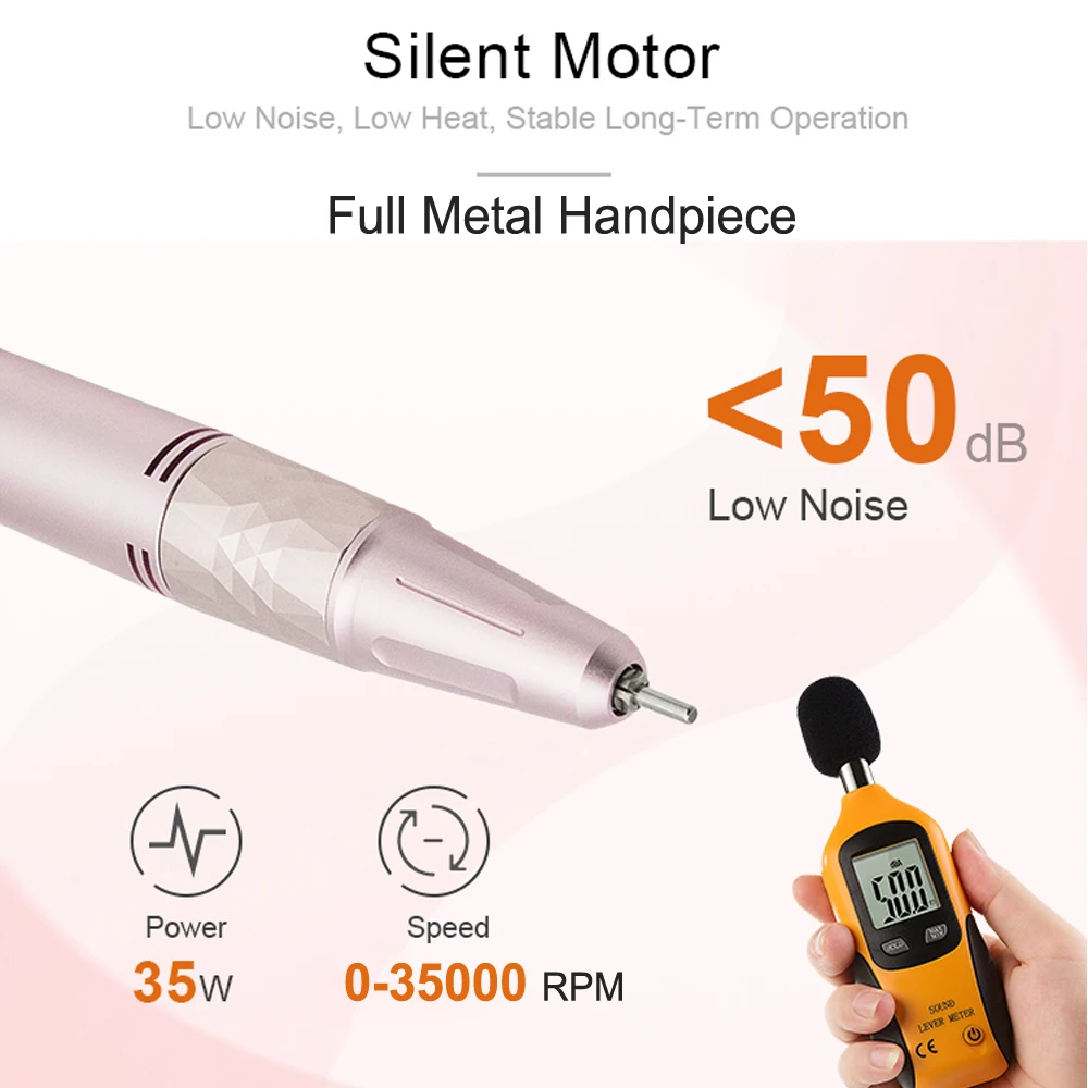 35000 دورة في الدقيقة مسمار آلة الحفر قبضة معدنية مبرد أظافر كهربائي للتقليم الاكريليك هلام مسمار المهنية مسمار الحفر أقل الضوضاء #2