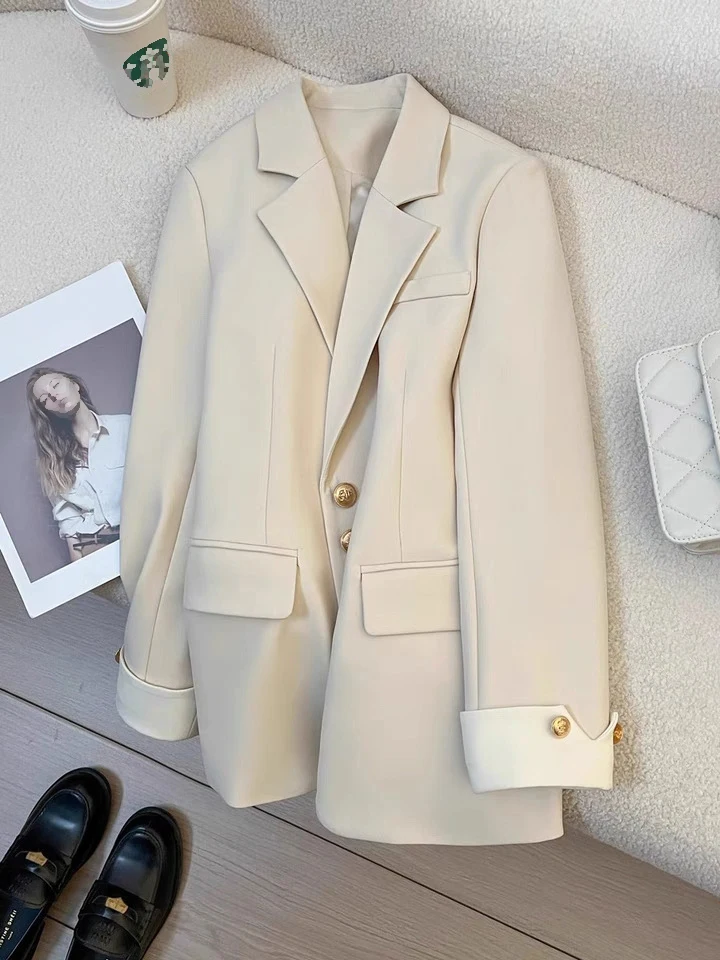 Ladies Elegant Casual Color Block Suit Jacket with Special Cuff Four Seasons Suitable Fashion Outerwear